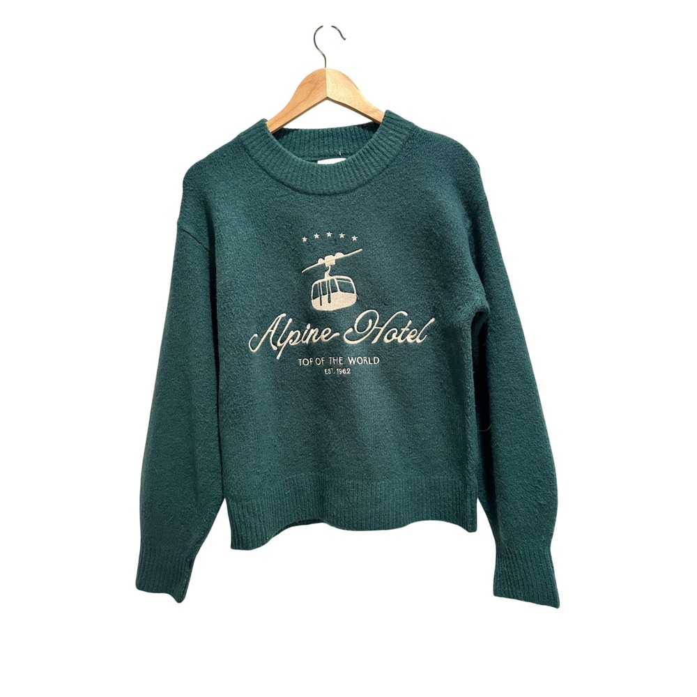 Universal Thread Alpine Hotel Ski Lift Sweater Green Crewneck Small‎ Holidays